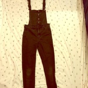 Divided denim overalls (black)
